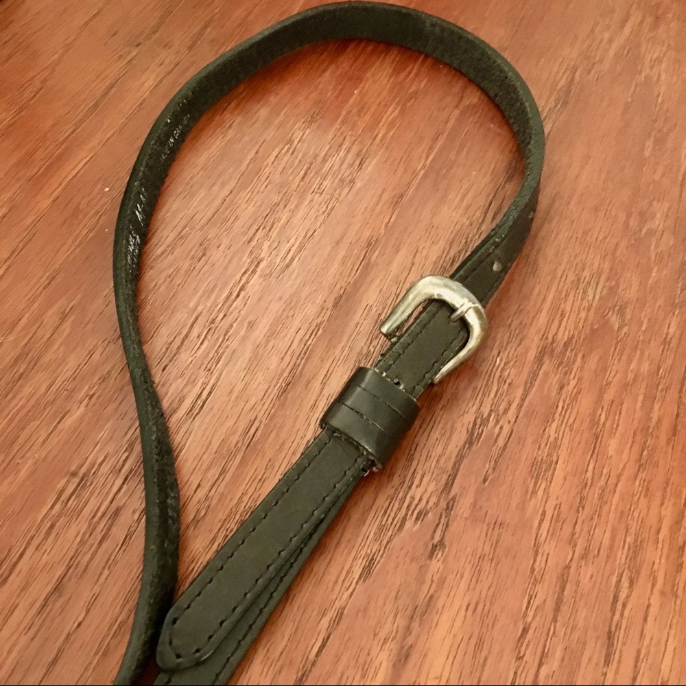 Slim Black Leather Belt M